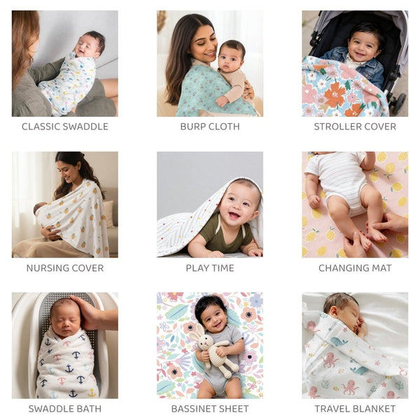 Wildlife wonder Collection 100% Cotton Muslin Swaddle Pack Of 3