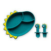 Baby Dino Silicon Suction Feeding Set-Plate With Spoon and Fork, (4Months+)