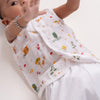 100% Cotton Muslin Vest Pack of 2 - Woodland Animal & Elephant