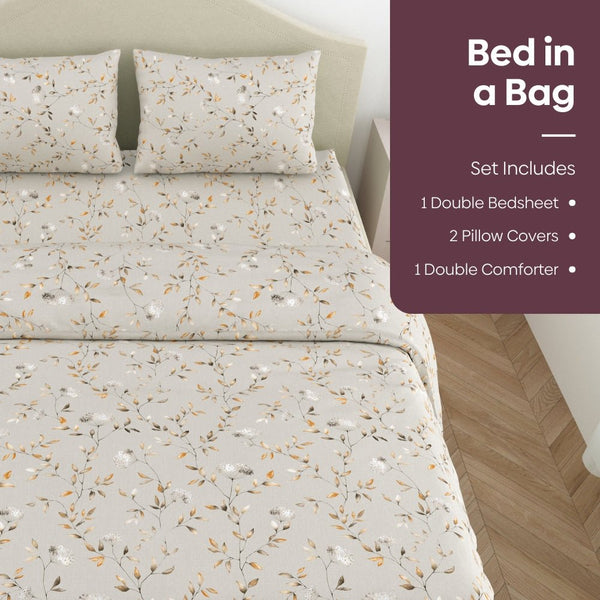 Emrald Super Soft Microfiber Set of 4- Bed In A Bag, Ivory