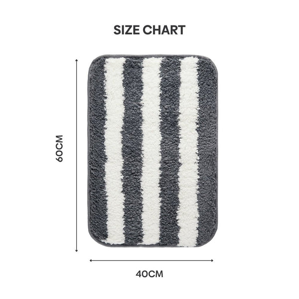 Plush Microfiber Stripe Bathmat, Grey