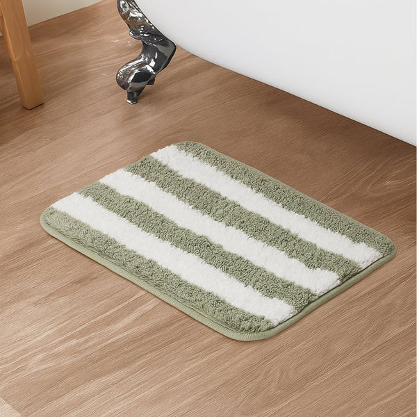 Plush Microfiber Stripe Bathmat, Beige