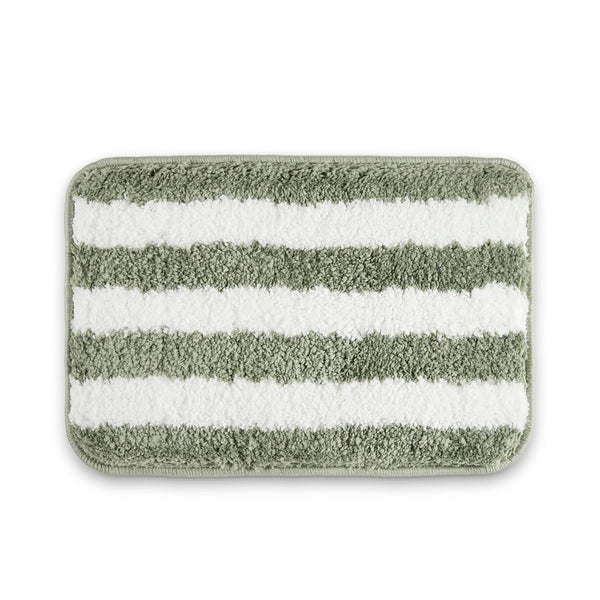 Plush Microfiber Stripe Bathmat, Sage Green