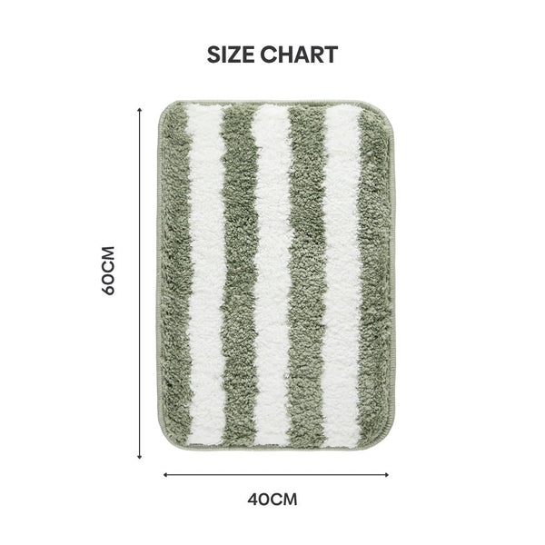 Plush Microfiber Stripe Bathmat, Sage Green