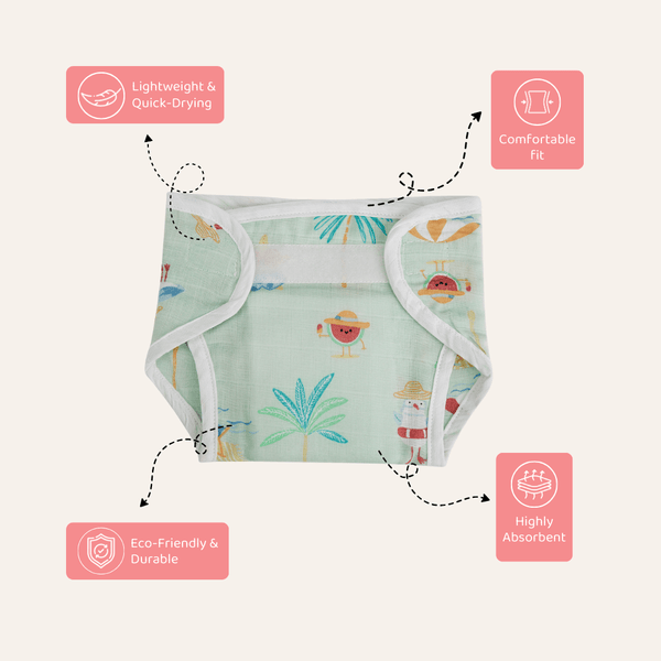 Tropical Twist 100% Cotton Pack of 3 Nappies
