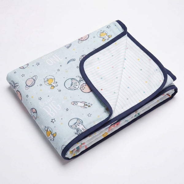 Spacewalk 100% Cotton Muslin Reversible Blanket for New Born Baby| 0-2 Years