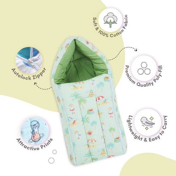 Sunny Citrus Splash 100% Cotton Carrier Nest cum sleeping bag 0 - 3 Months Lightweight