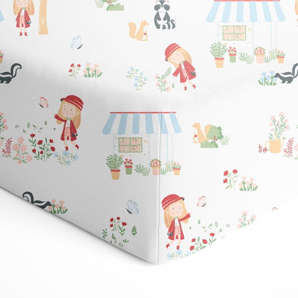 Scarlet in garden 100% Cotton Fitted Crib Sheet 0 - 1 years
