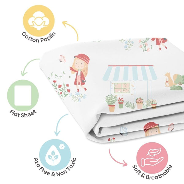 Scarlet in garden 100% Cotton Fitted Crib Sheet 0 - 1 years