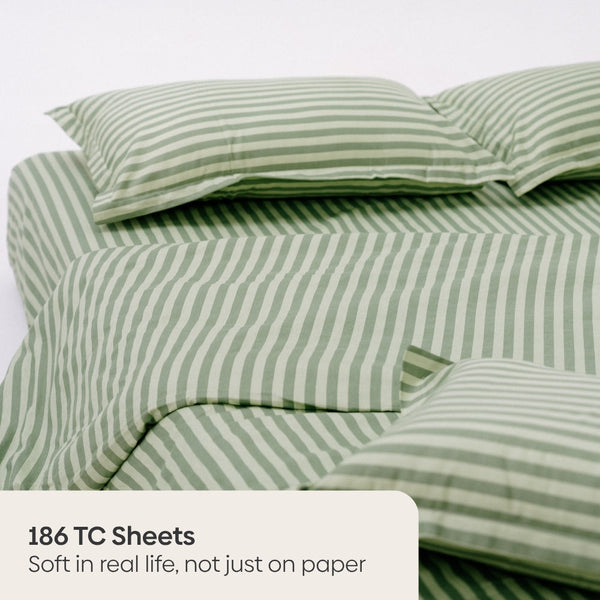 Tokiwairo Stripe, 100% Cotton King Size Bedsheet, 186 TC