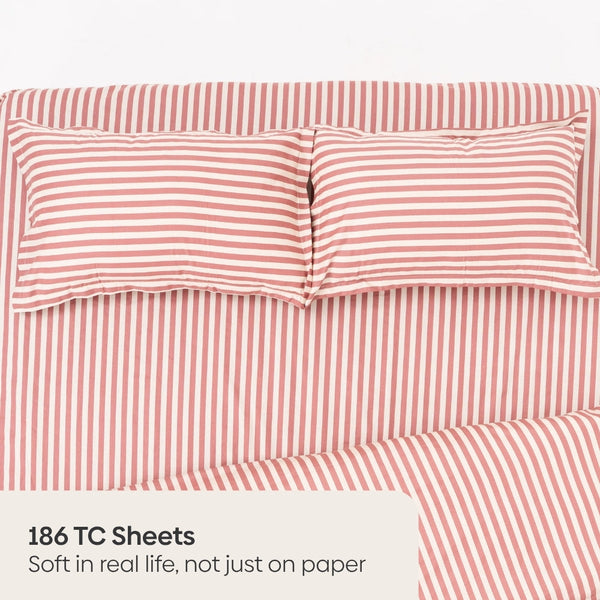 Akatsuchi Stripe 100% Cotton Double Bedsheet, 186TC