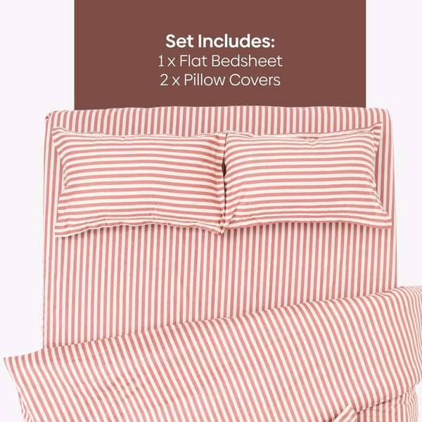 Akatsuchi Stripe 100% Cotton Double Bedsheet, 186TC