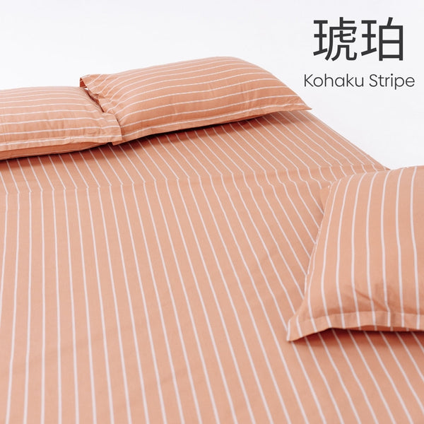 Kohaku Stripe, 100% Cotton King Size Bedsheet, 186 TC
