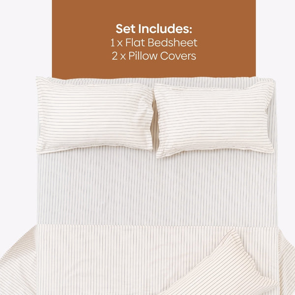 Sumi Stripe 100% Cotton Double Bedsheet, 186TC