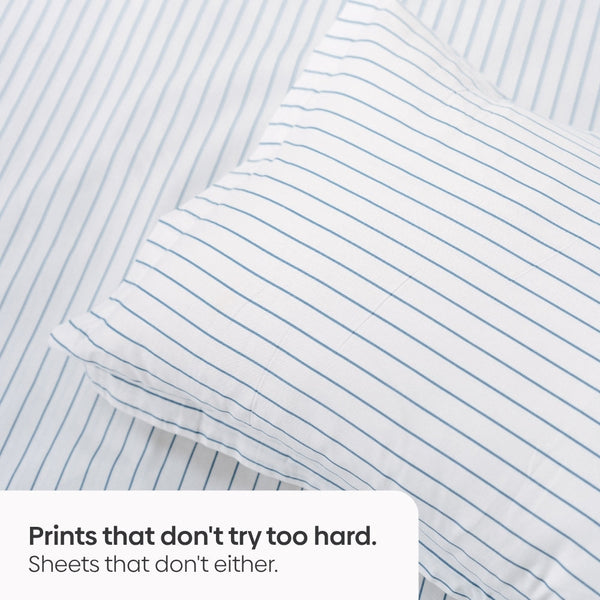 Ruri Stripe, 100% Cotton King Size Bedsheet, 186 TC