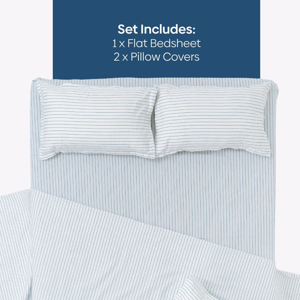Ruri Stripe 100% Cotton Double Bedsheet, 186TC