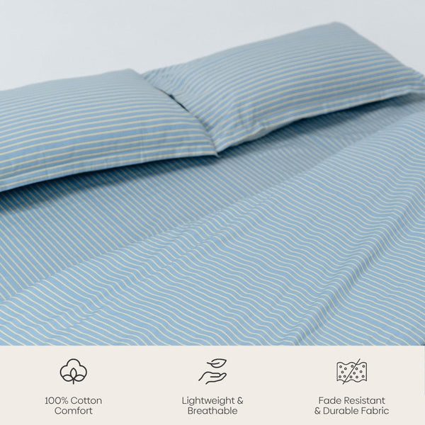 Seiran Stripe 100% Cotton Double Bedsheet, 186TC