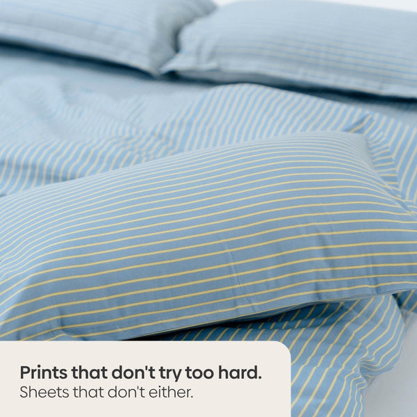 Seiran Stripe 100% Cotton Double Bedsheet, 186TC