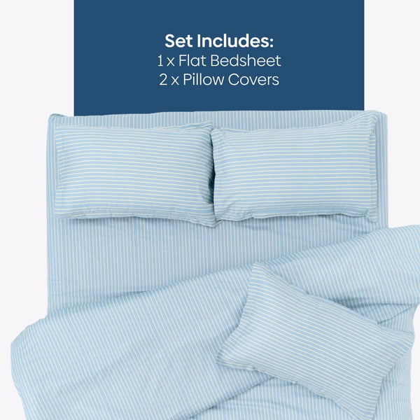 Seiran Stripe 100% Cotton Double Bedsheet, 186TC