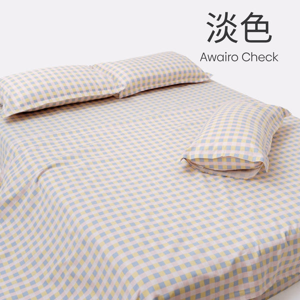 Awairo Check, 100% Cotton King Size Bedsheet, 186 TC