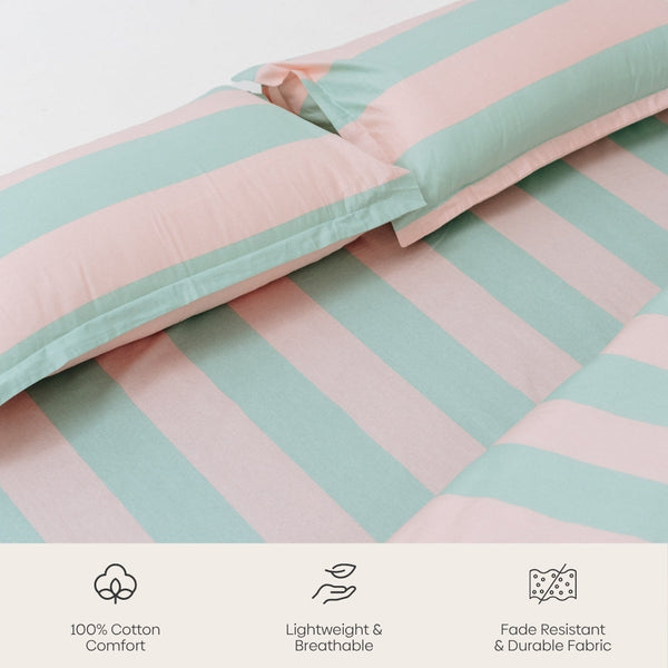 Nagomi Stripe, 100% Cotton King Size Bedsheet, 186 TC