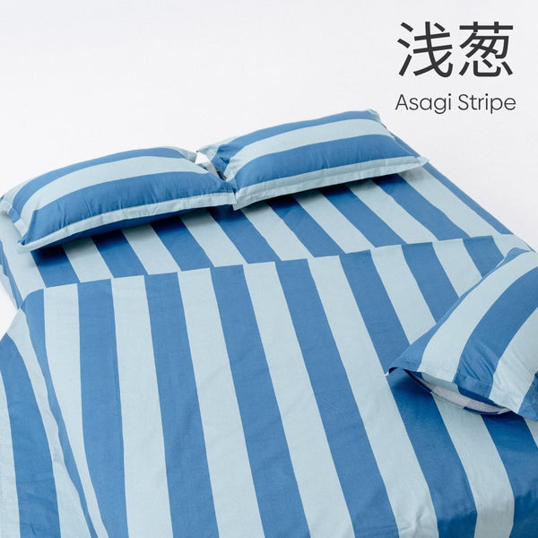 Asagi Stripe, 100% Cotton King Size Bedsheet, 186 TC