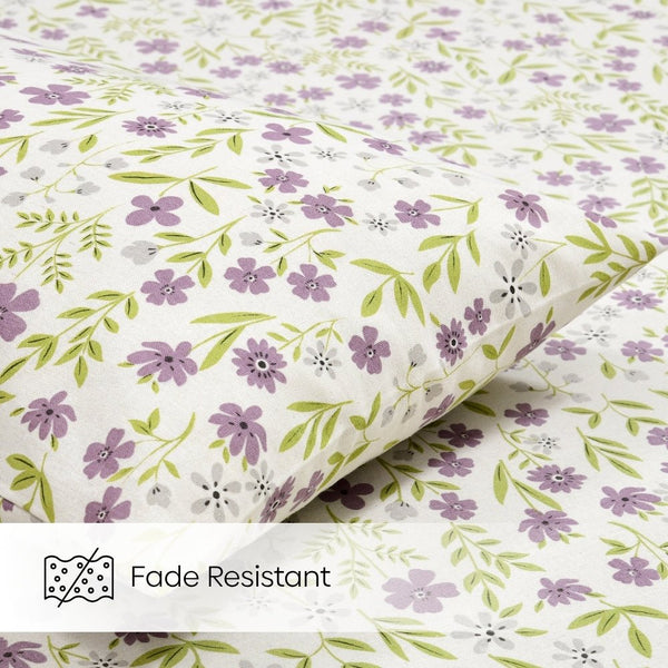 Moonlit Lavender Garden Single Flat Size Bedsheet, 186 TC