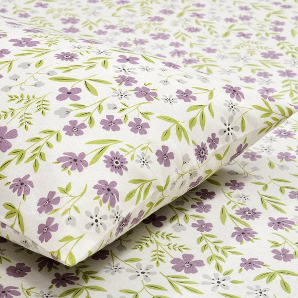 Moonlit Lavender Garden Single Fitted Size Bedsheet, 186 TC