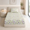 Moonlit Lavender Garden Single Fitted Size Bedsheet, 186 TC