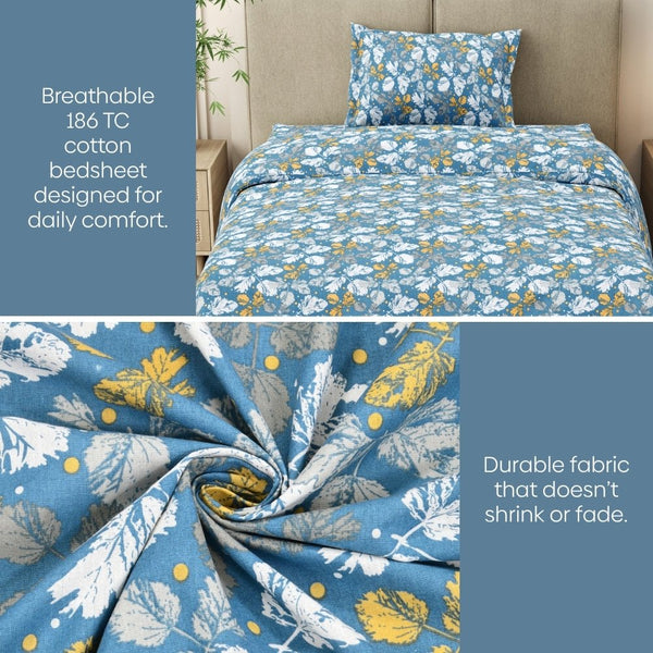 Golden Birch Symphony Single Flat Size Bedsheet, 186 TC