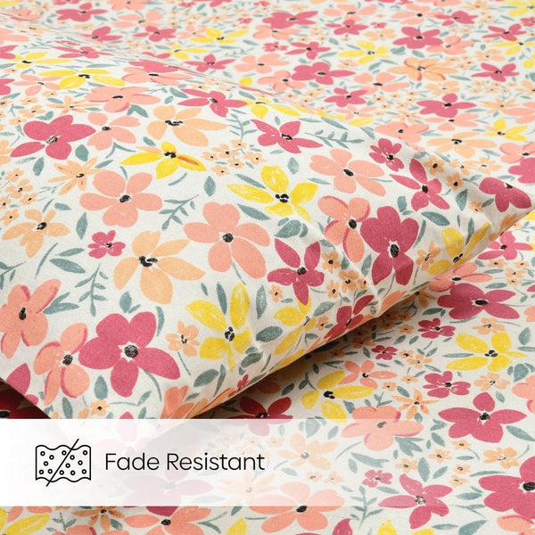 Sunlit Blossom Meadow Single Flat Size Bedsheet, 186 TC