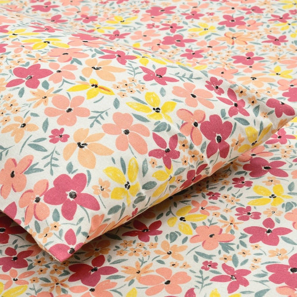 Sunlit Blossom Meadow Single Flat Size Bedsheet, 186 TC
