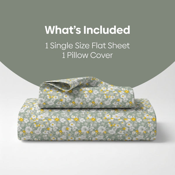 Verdant Whispers of Giverny Single Flat Size Bedsheet, 186 TC