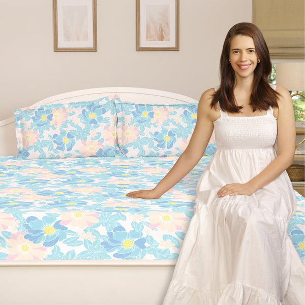 Petal Veil 100% Combed Cotton 144 TC King Flat Bedsheet