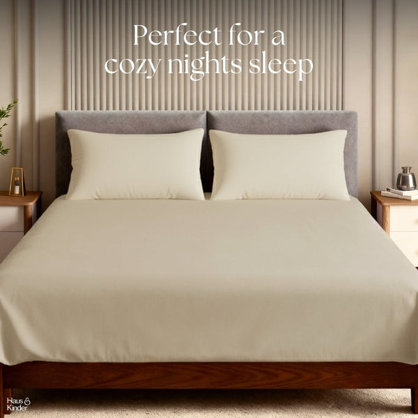 Luxury 300 TC Sateen 100% Cotton Bedsheet, Timeless Pearl