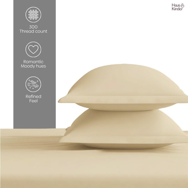 Luxury 300 TC Sateen 100% Cotton Bedsheet, Timeless Pearl
