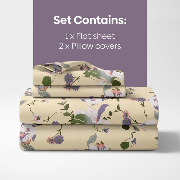 Bold Floral 100% Cotton Double Bedsheet, 144 TC