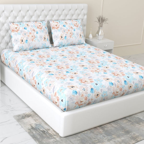 300 TC Satin Royale Bedsheet Aurelia Petals, Multicolor