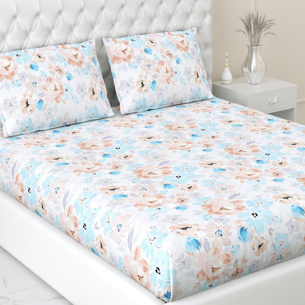 300 TC Satin Royale Bedsheet Aurelia Petals, Multicolor