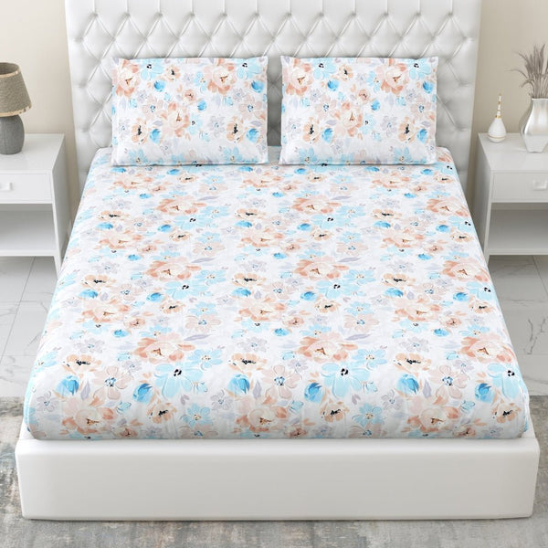 300 TC Satin Royale Bedsheet Aurelia Petals, Multicolor