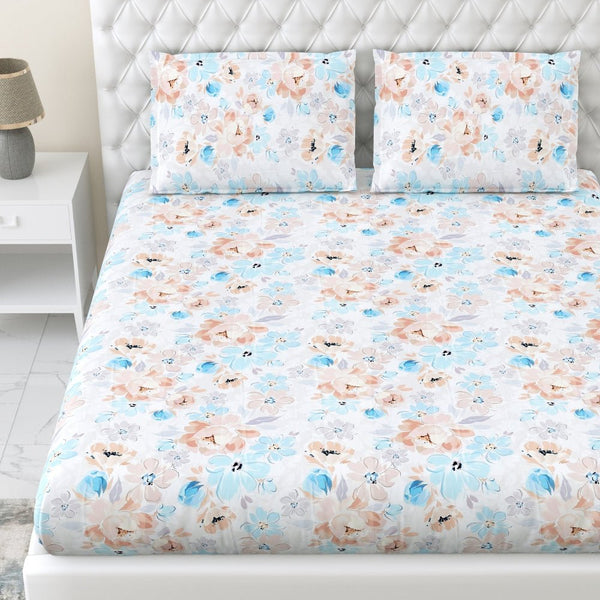 300 TC Satin Royale Bedsheet Aurelia Petals, Multicolor