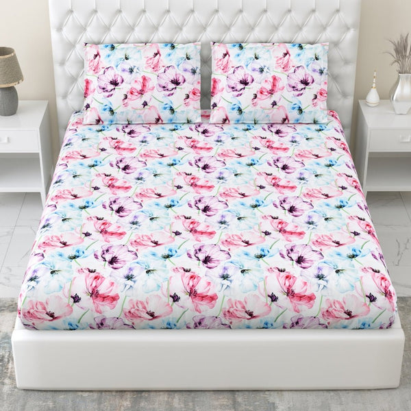 300 TC Satin Royale Bedsheet Floreal Mystique, Multicolor
