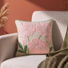 Rose Bower Embroidered Cushion Cover Pack of 1, Pink