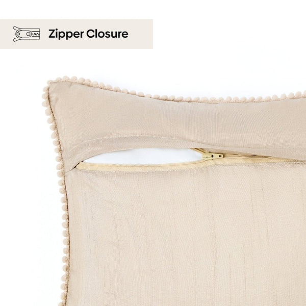 Arbor Wing Embroidered Cushion Cover Pack of 1, Beige