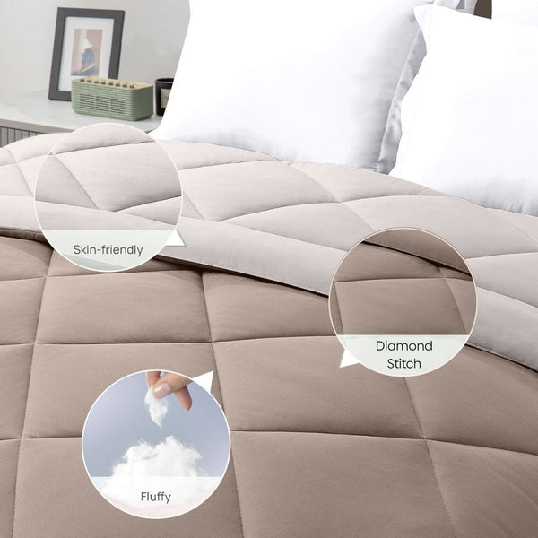 Comfy Flip Solid Reversible Comforter, Sand & Coco