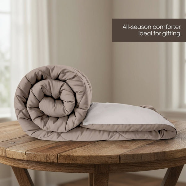 Comfy Flip Solid Reversible Comforter, Sand & Coco