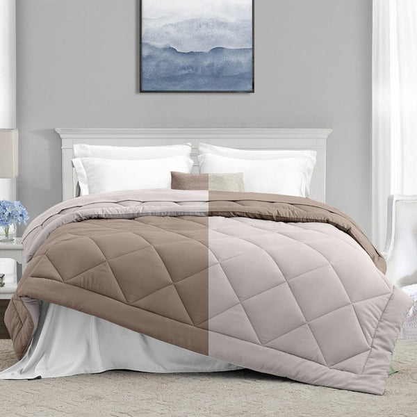 Comfy Flip Solid Reversible Comforter, Sand & Coco