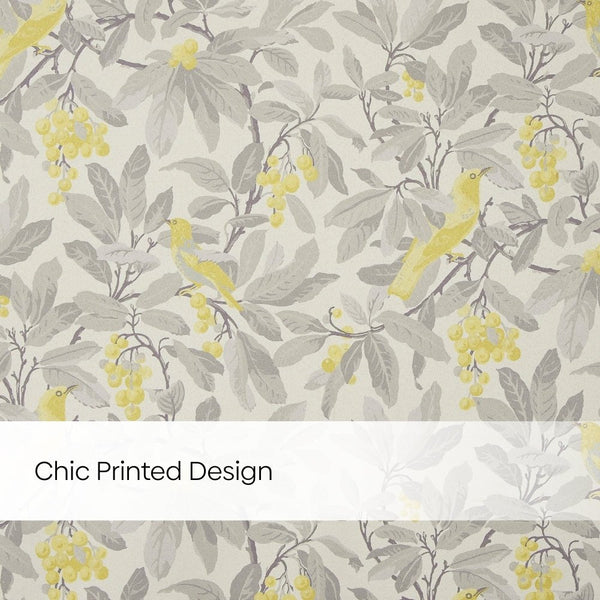 Blackout Digital Printed Pack Of 2 Curtain Amber Aviary, Grey