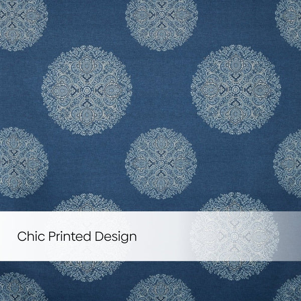 Blackout Digital Printed Pack Of 2 Curtain Heritage Orb, Blue