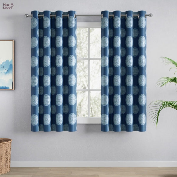 Blackout Digital Printed Pack Of 2 Curtain Heritage Orb, Blue